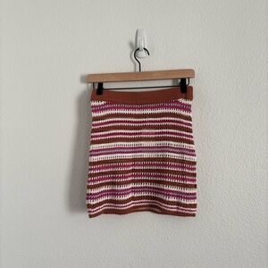 NWT Mango Women's Size Small Multicolor Striped Crochet Mini Skirt